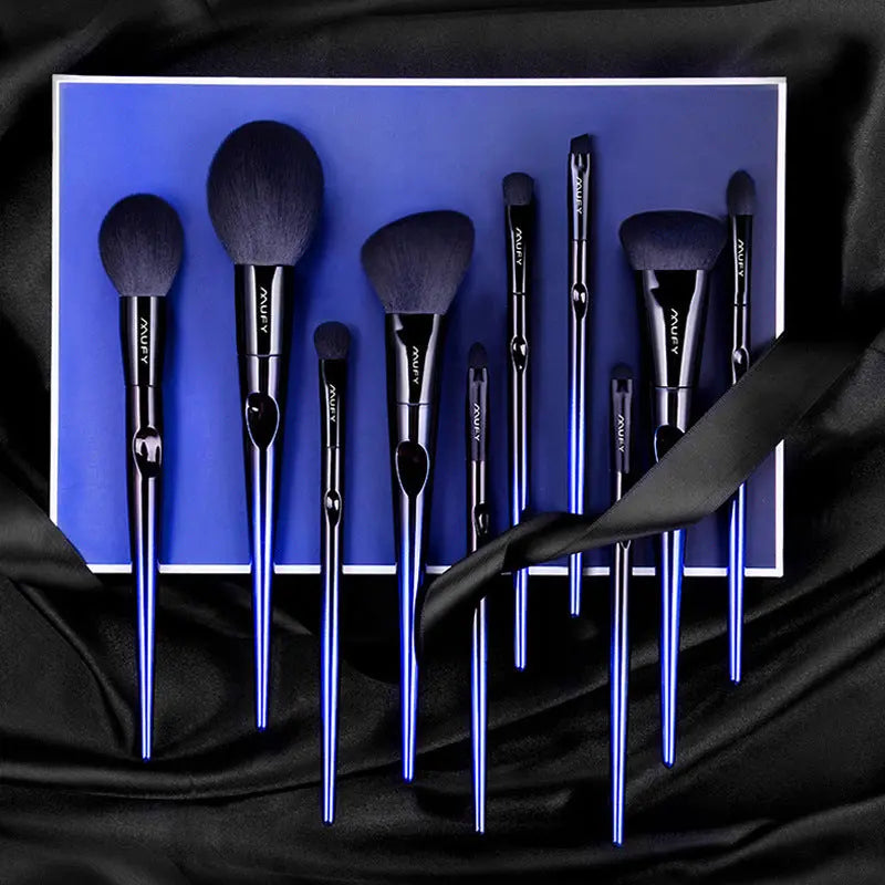 Blue 10 Makeup Brushes Set - Mytrendss