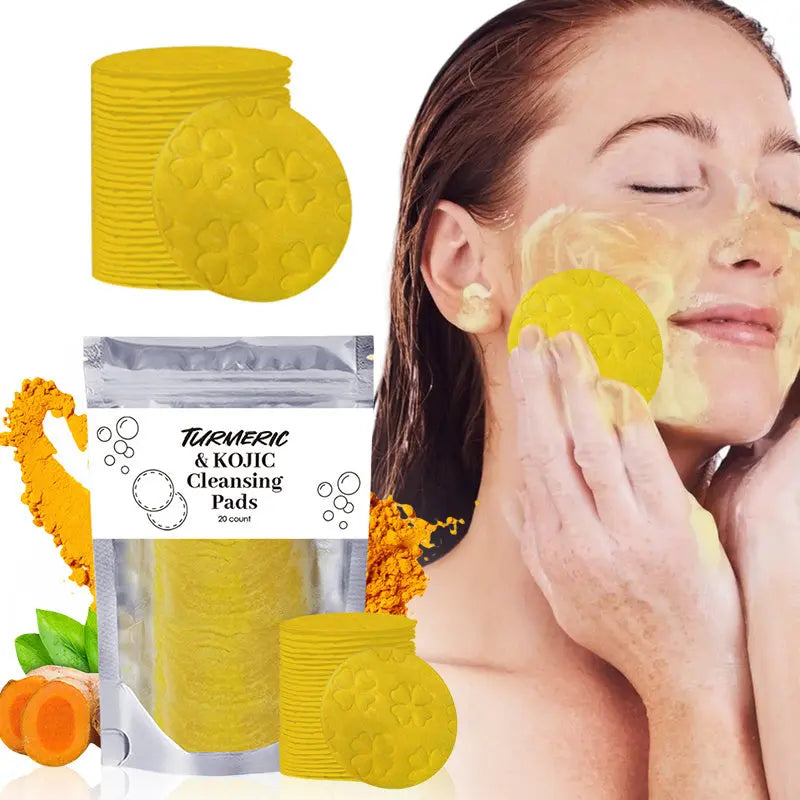 Turmeric Exfoliating Cleansing Pads Compressed Facial Sponges Skin Care Tools For Face Clogged Pores Excess Oil Cleansing Mytrendss