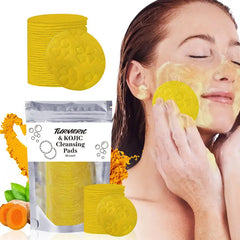 Turmeric Exfoliating Cleansing Pads Compressed Facial Sponges Skin Care Tools For Face Clogged Pores Excess Oil Cleansing Mytrendss