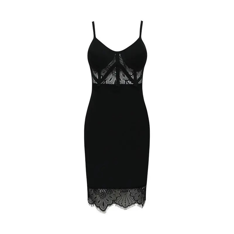 Lace openwork party bandage dress women - Mytrendss