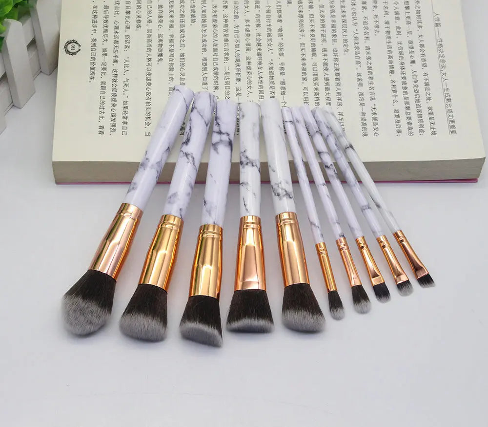 15 Marbled Design Makeup Brushes Set Mytrendss