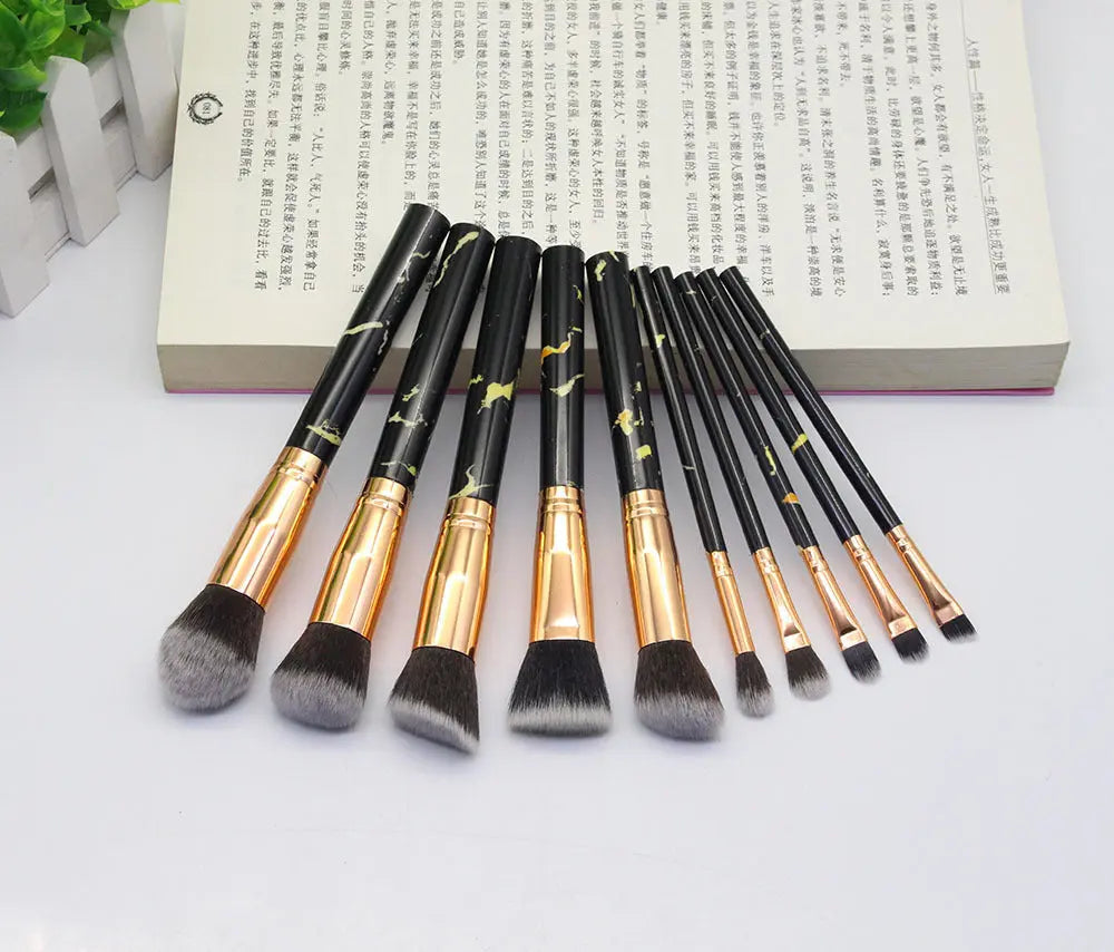 15 Marbled Design Makeup Brushes Set Mytrendss