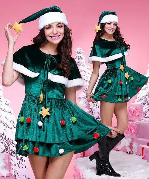 Christmas Clothing Green Christmas Tree Dress - Mytrendss