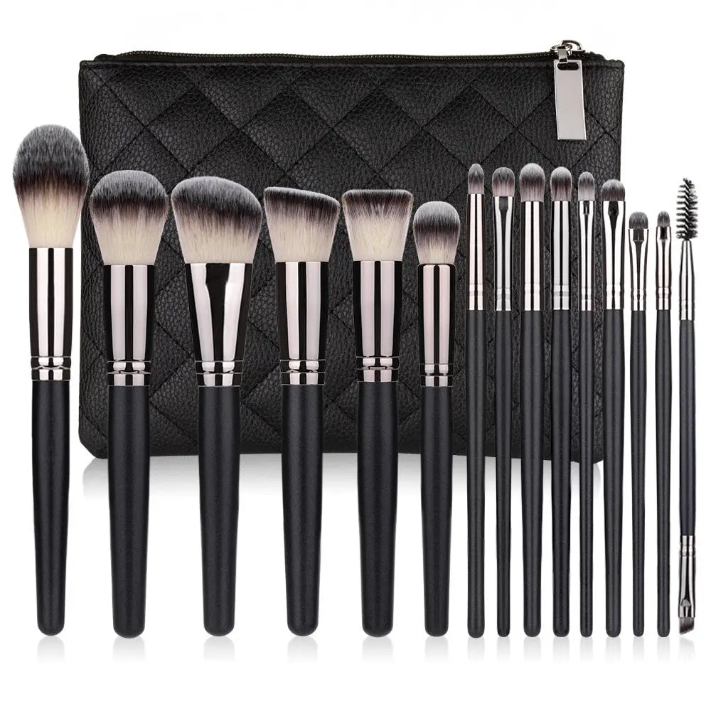 15 Makeup Brushes Set Full Set Matte Black Makeup Tools Mytrendss