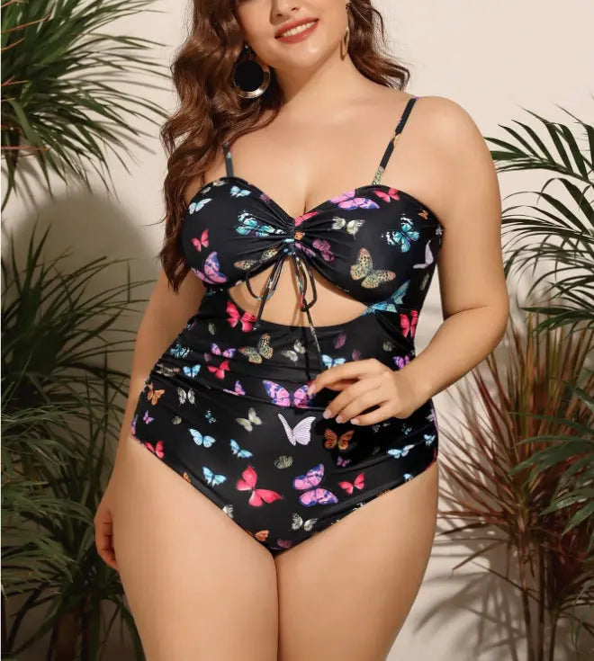 Fat Woman One Piece Print Plus Fat Swimsuit Mytrendss