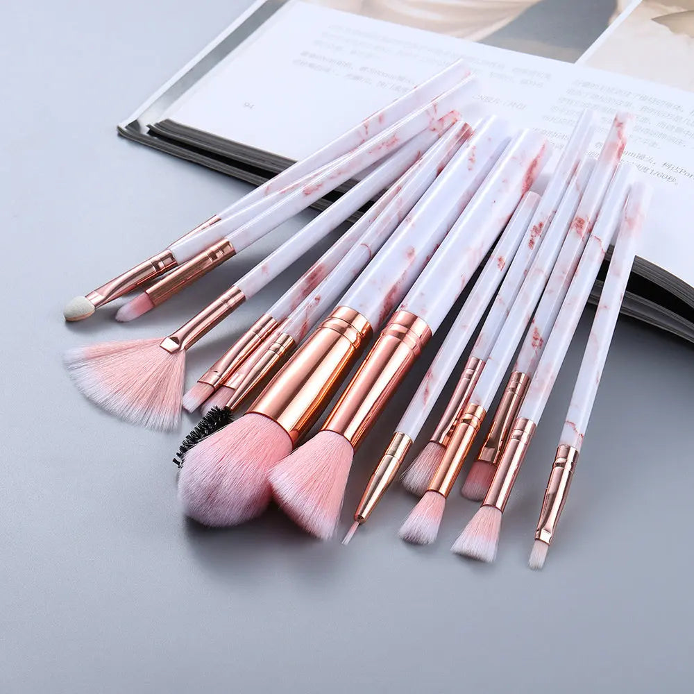 15 Marbled Design Makeup Brushes Set Mytrendss