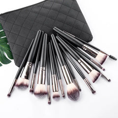 15 Makeup Brushes Set Full Set Matte Black Makeup Tools Mytrendss