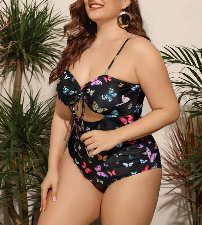 Fat Woman One Piece Print Plus Fat Swimsuit Mytrendss