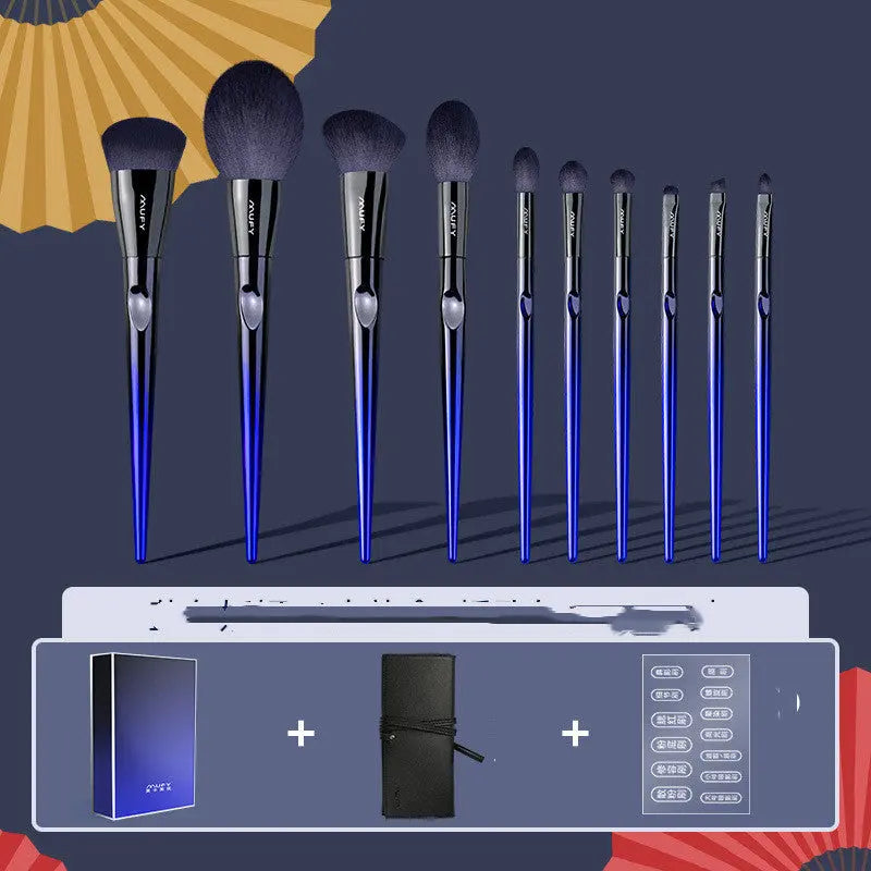 Blue 10 Makeup Brushes Set - Mytrendss