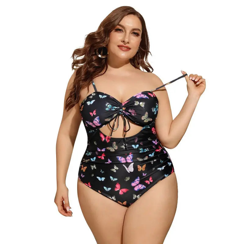 Fat Woman One Piece Print Plus Fat Swimsuit Mytrendss