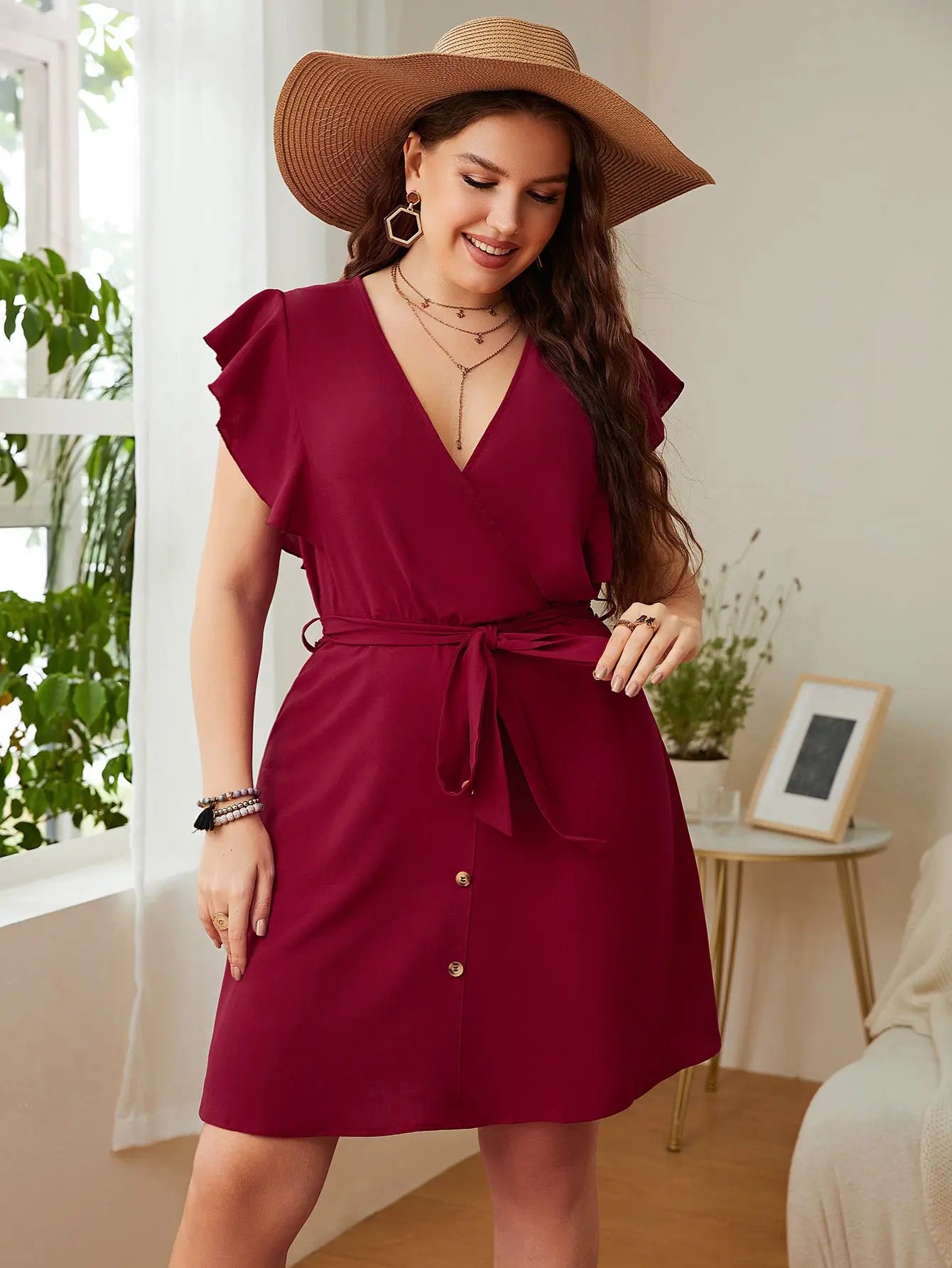 Summer Plus Size Ladies Deep V Party Dresses - Mytrendss